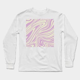 Groovy Swirling Liquid Pattern - Lilac & Ecru Long Sleeve T-Shirt